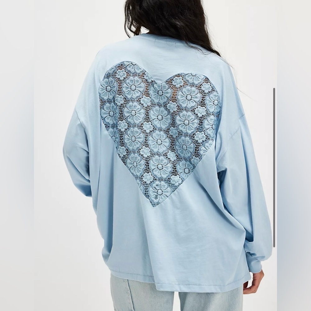 NWT Daydreamer Lace Heart Long-Sleeve Tee
